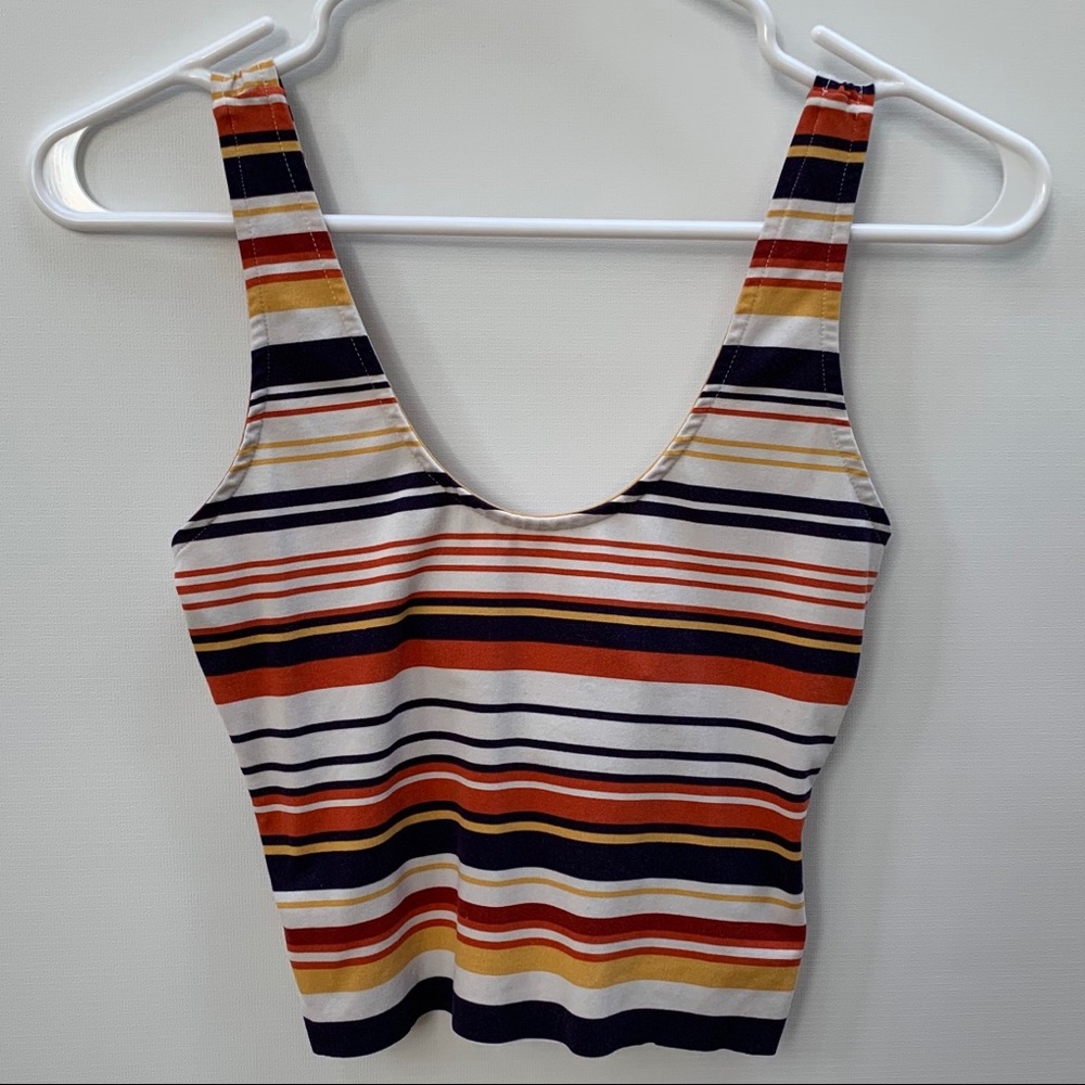 Forever 21 Striped Cropped Tank Top Cute Back